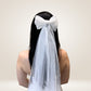 bridal veil with bow barrette clip