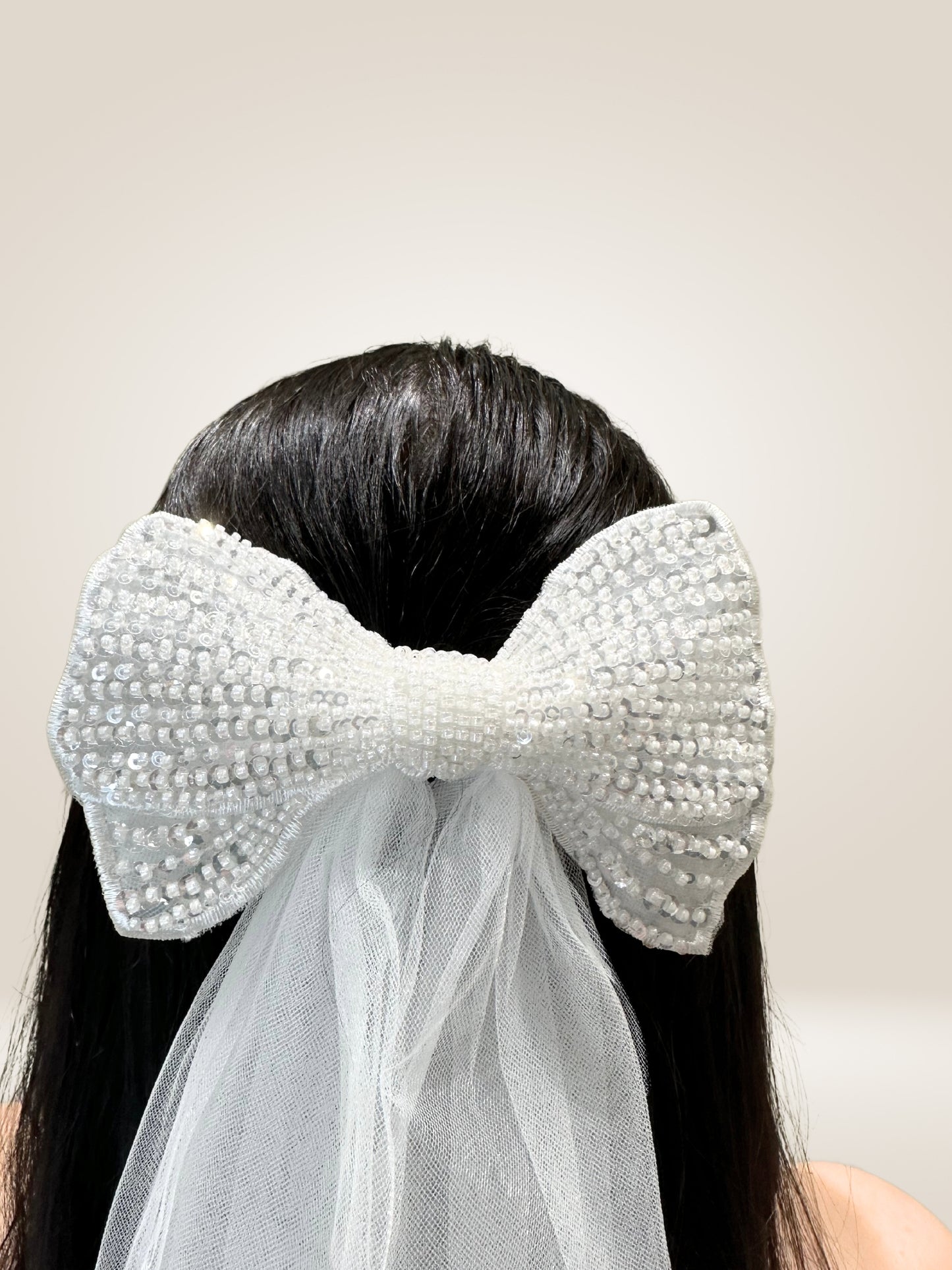 handmade beaded hair bow 