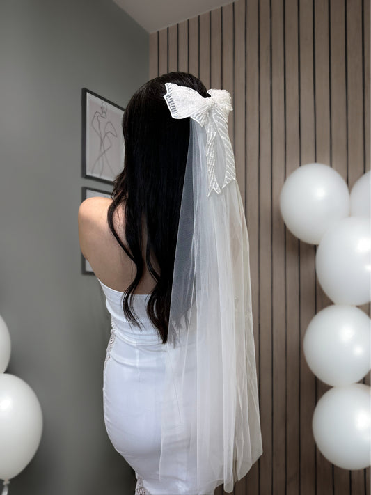 Embellished Tail Bow Veil