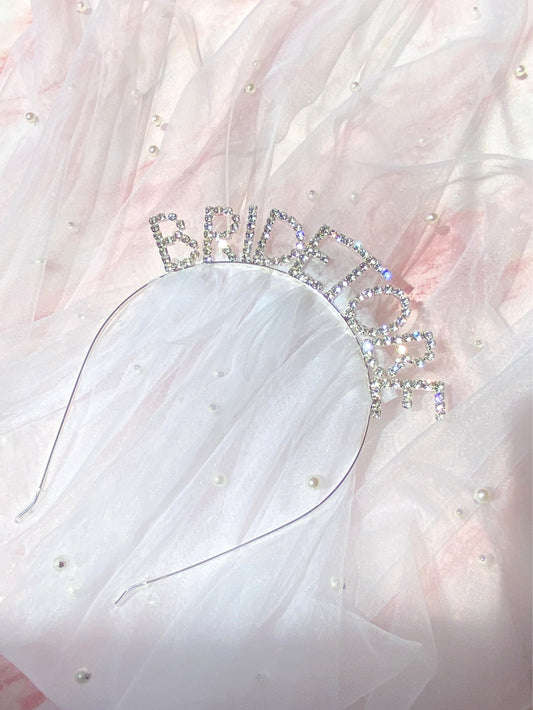 Bride To Be Headband With Pearl Veil