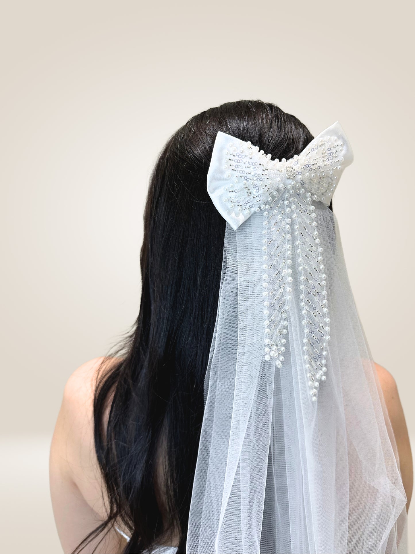 Bow Veil with Pearl Embellishment