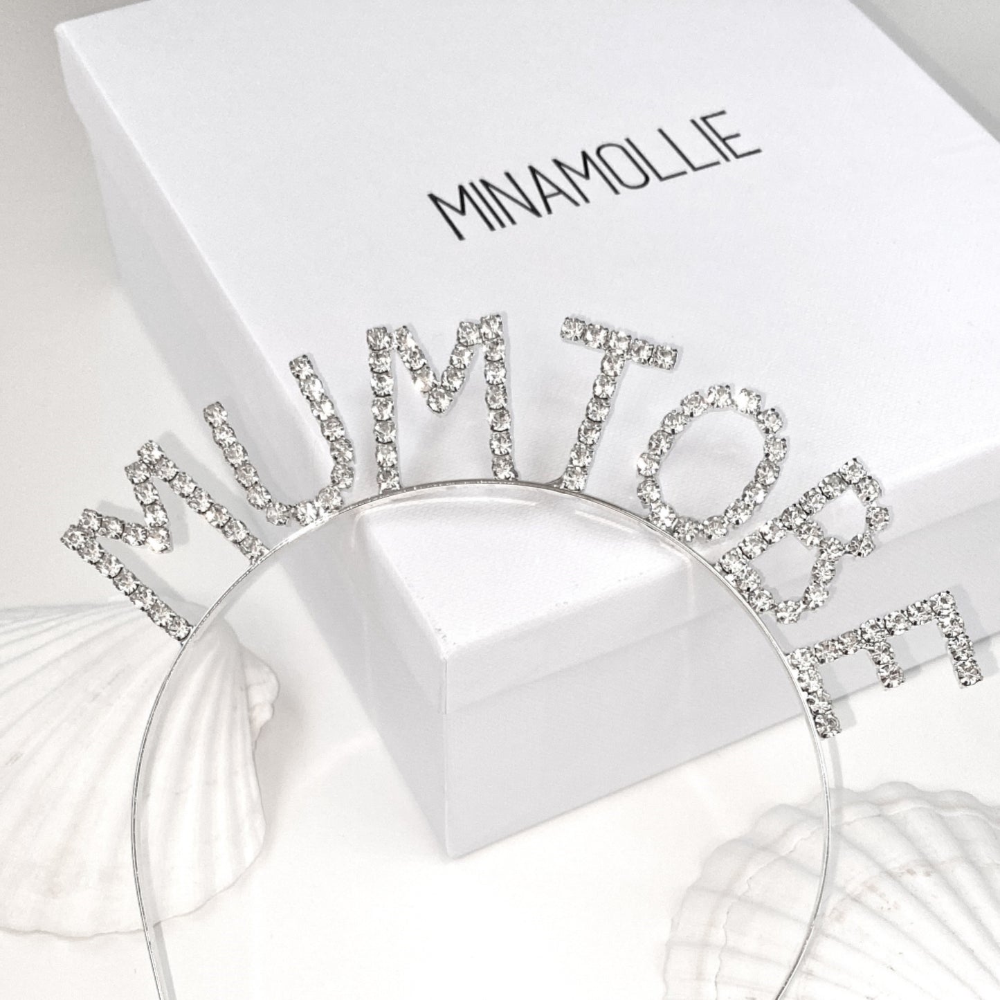 Mummy to be baby shower tiara, diamante desing in silver