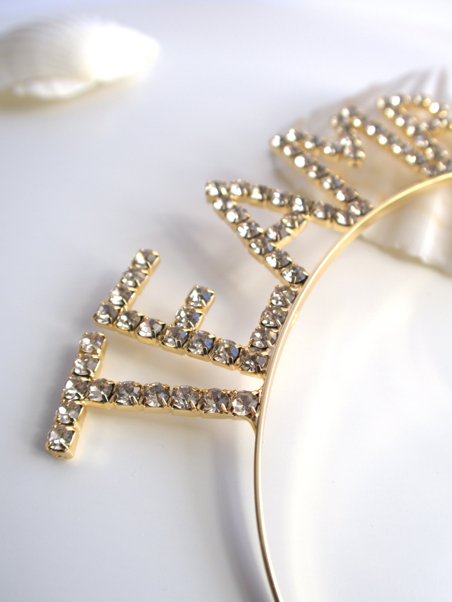hen do headband with team bride slogan, in gold diamante desing. One Size.