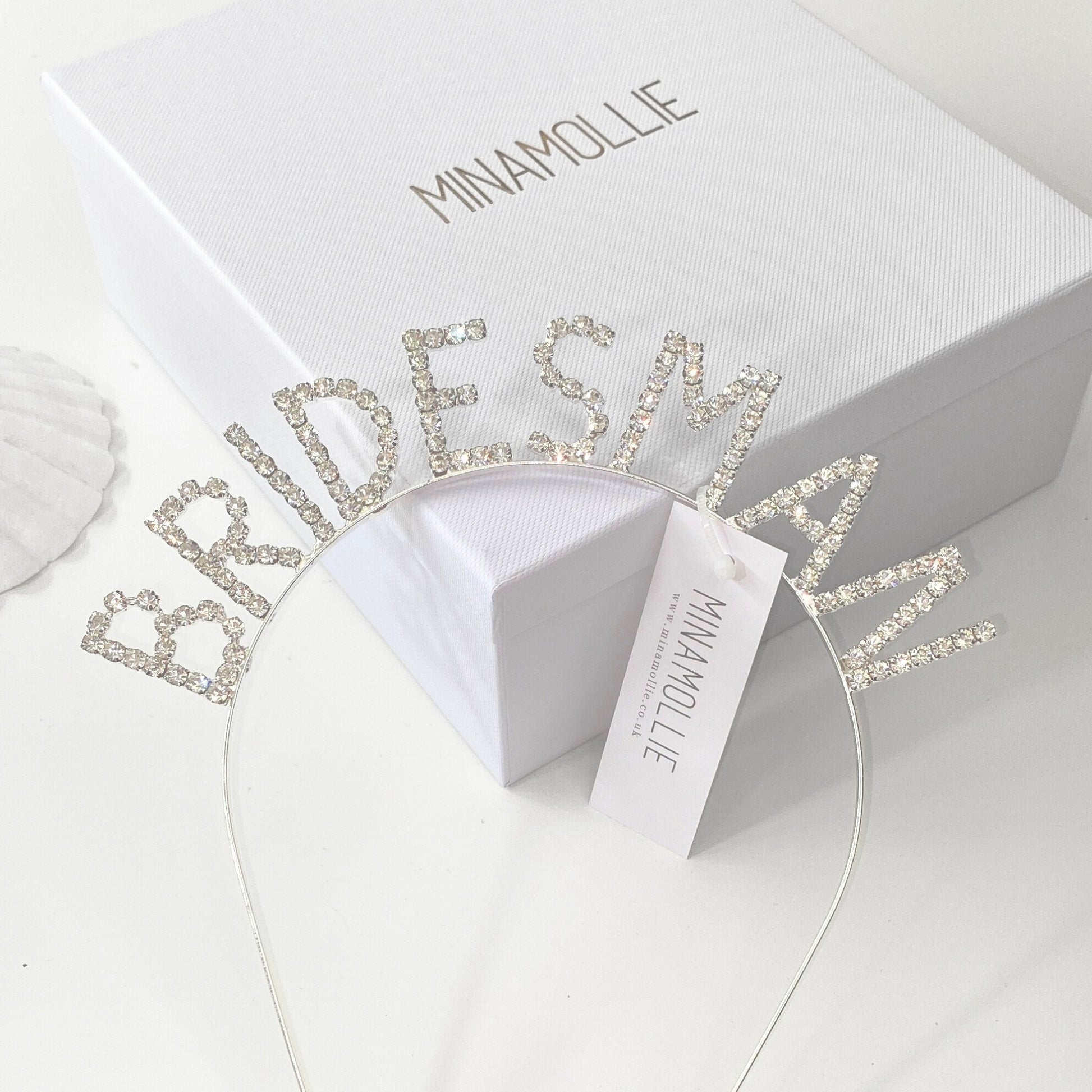 Bridesman Proposal Gift Headband. Diamante Design in Silver