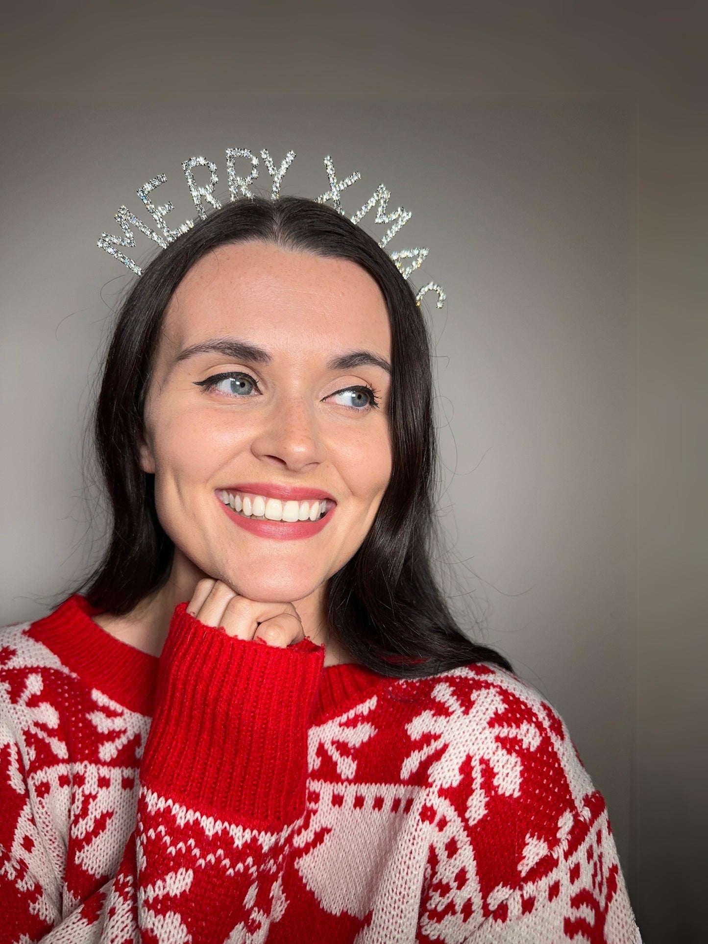 HO HO HO Slogan Christmas Crown in Silver