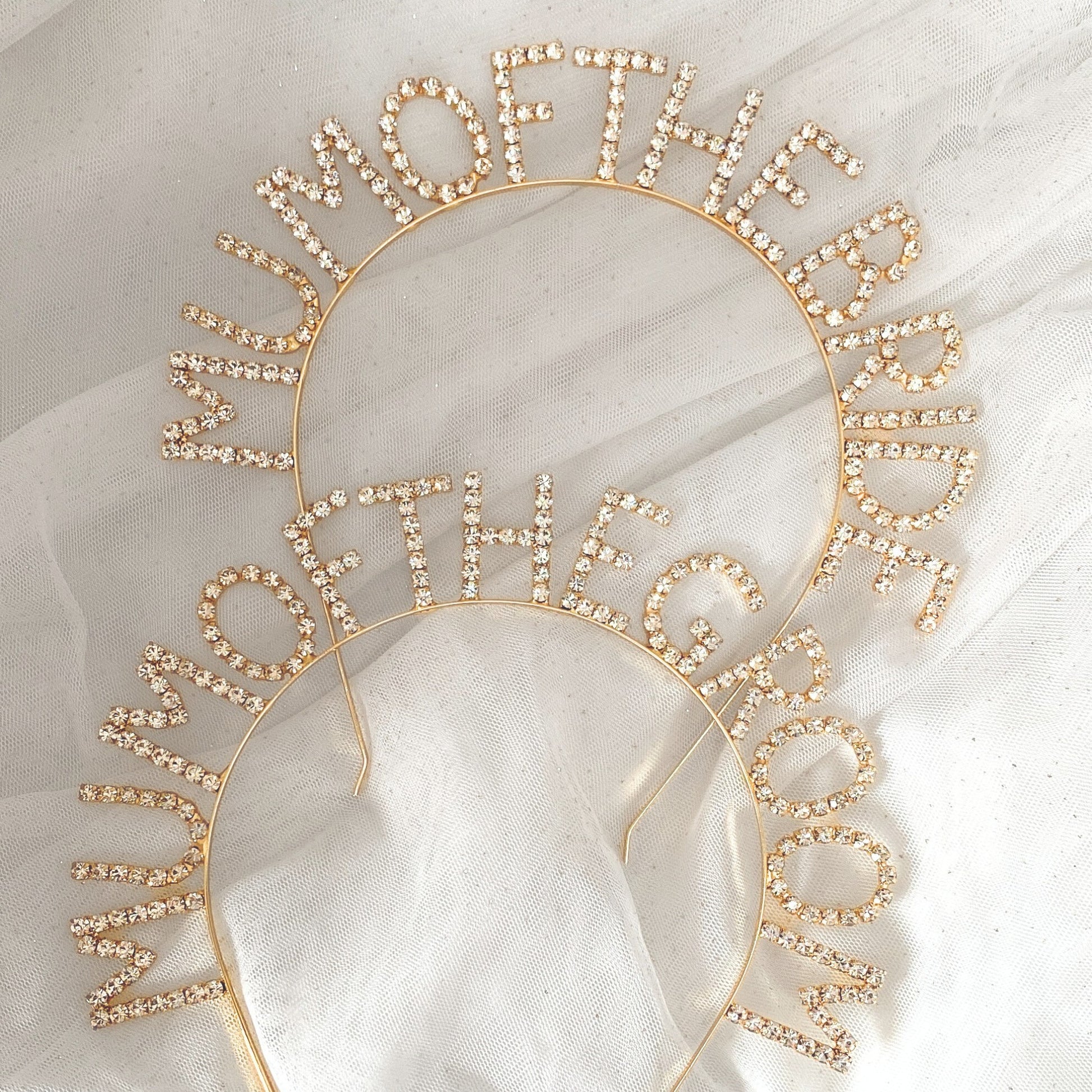 Mother of the Bride Hairband in gold and silver, diamanté design
