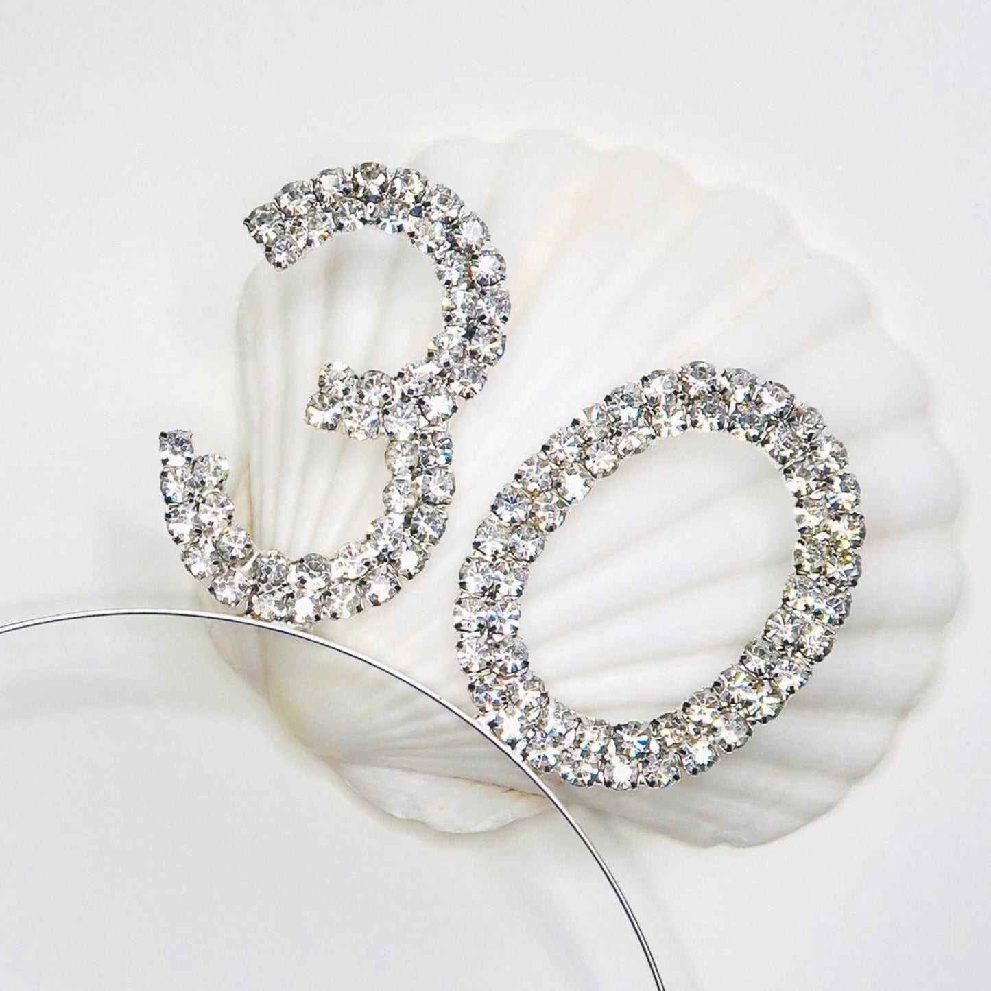 30th birthday headband, in silver diamante design