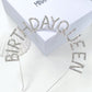 birthday queen slogan sparkly diamante headband in silver