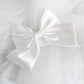 satin bridal bow, with waist lenght veil. 80 cm